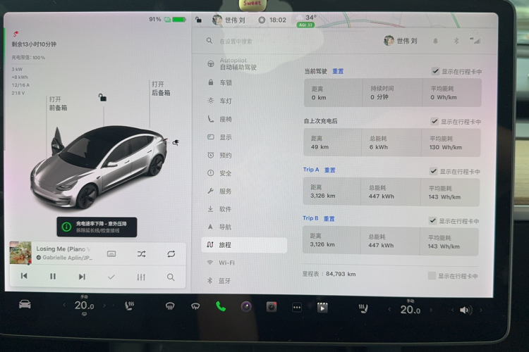 特斯拉 Model 3 2021款 改款 标准续航后驱升级版 3D1中控内饰15