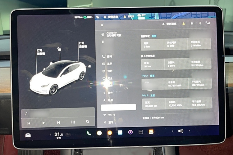 特斯拉 Model 3 2020款 改款 长续航后轮驱动版中控内饰7006