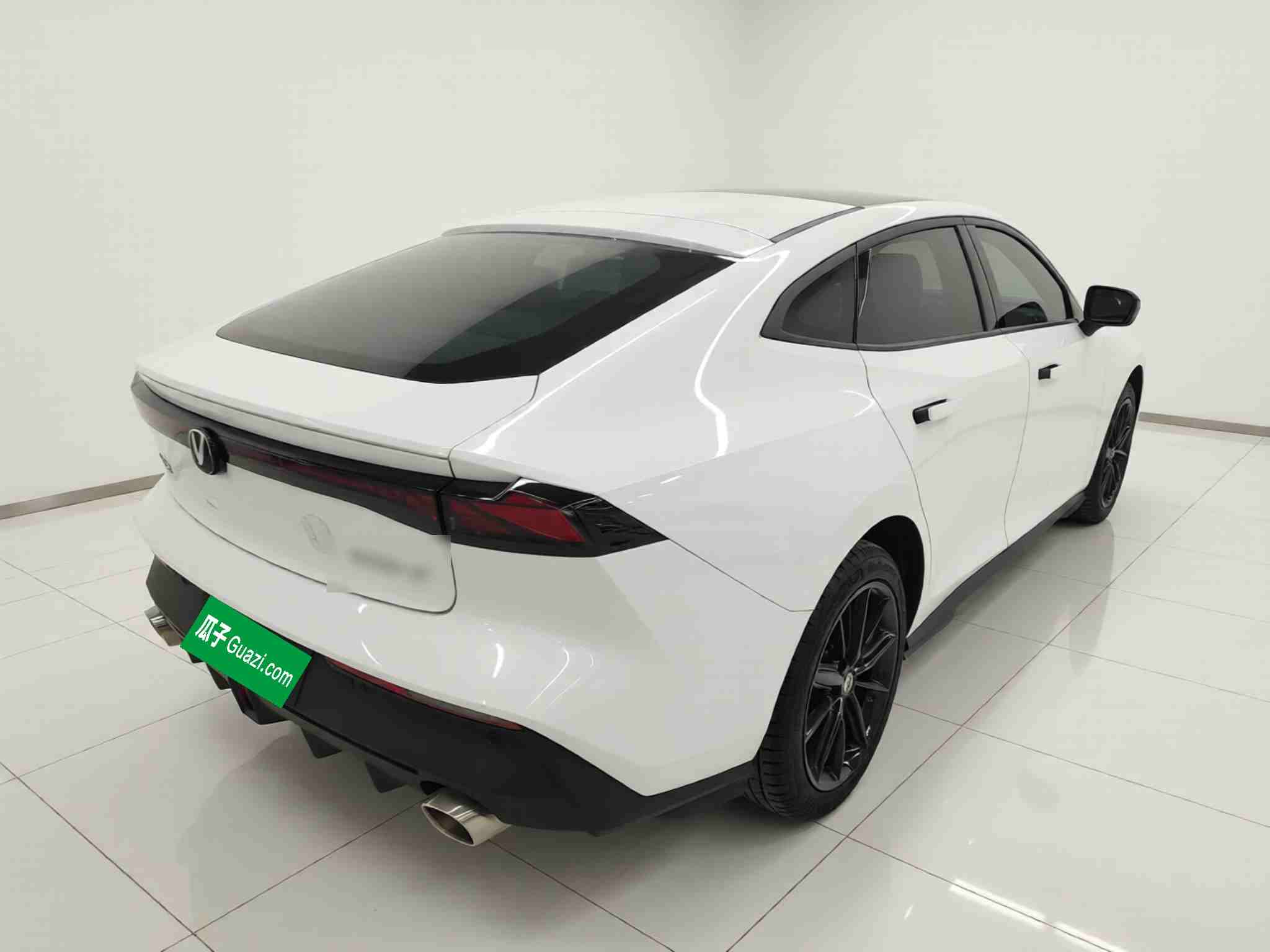 车辆右后45度角展示，凸显掀背造型与运动姿态
