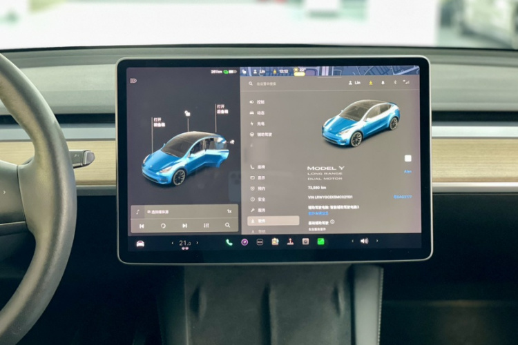 特斯拉 Model Y 2021款 长续航全轮驱动版 3D7中控内饰7003